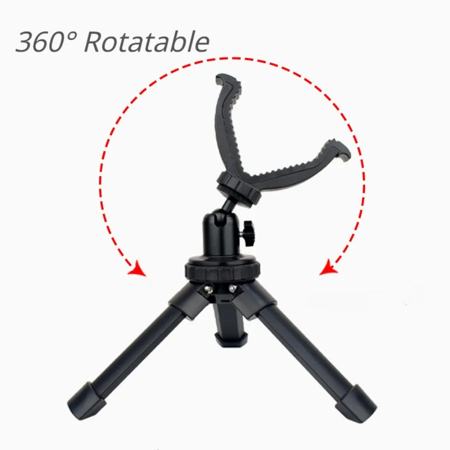 Mini Aluminum Desk Shooting Gun Support Frame Gun Holder Universal Adjustable Head Butt Aluminum Alloy Tripod Gun Rests,1Pcs