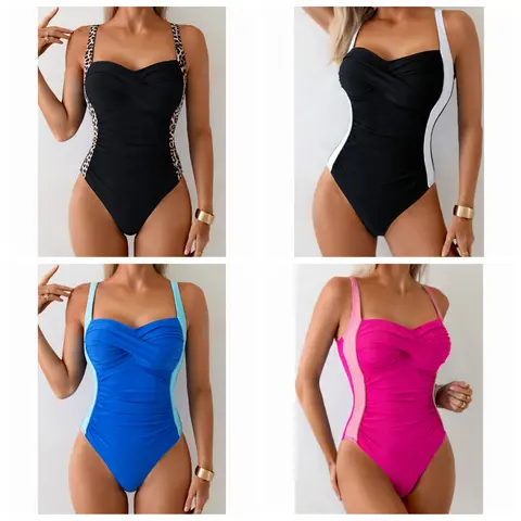 2026 New Cross Push Up Swimwear Women One Piece Swimsuit Female Patchwork Plus Size Bathing Suits Summer Beach Wear Biquinis