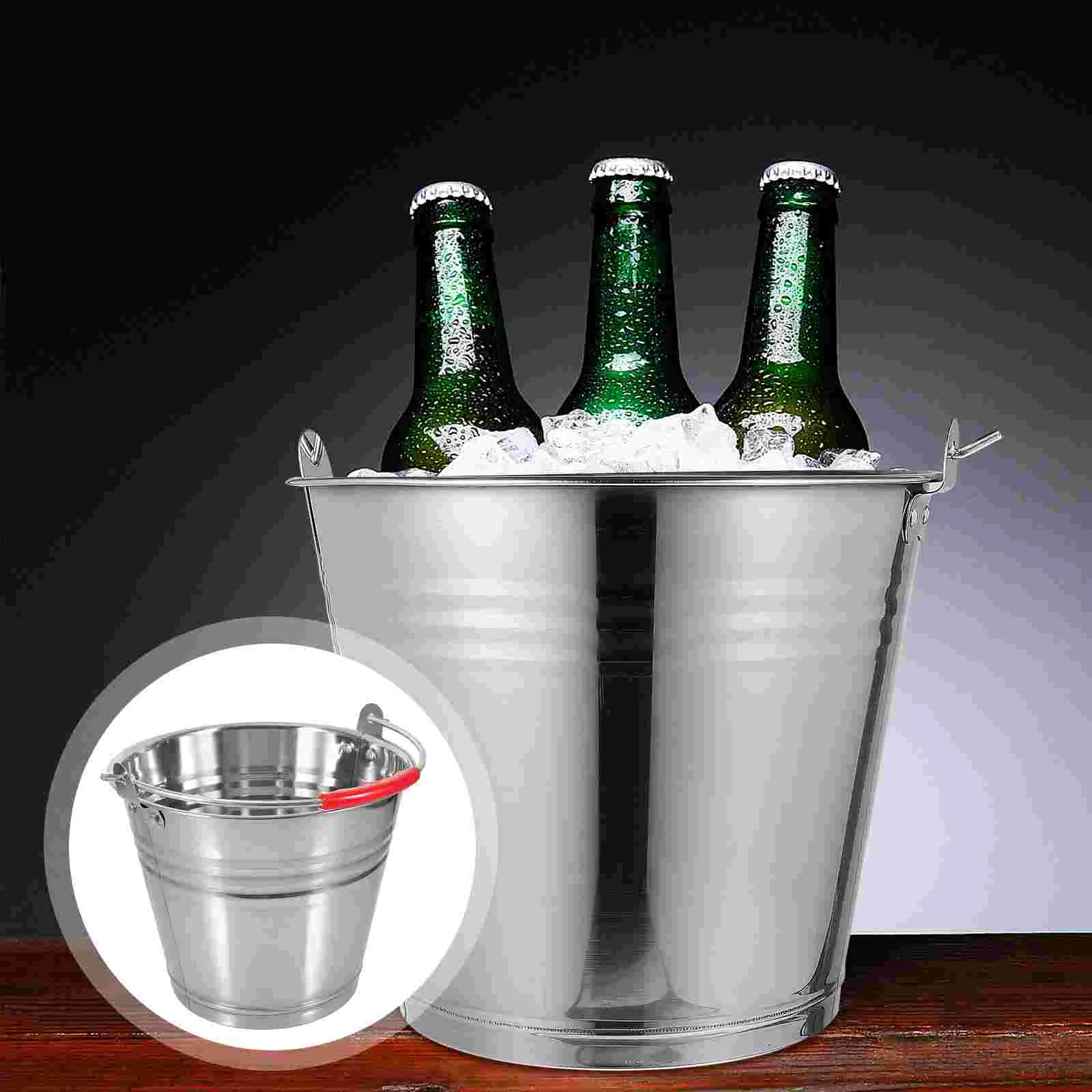 Stainless Steel Bucket Round Kennel Fireplace Metal Milk Container for Farm Water Ice