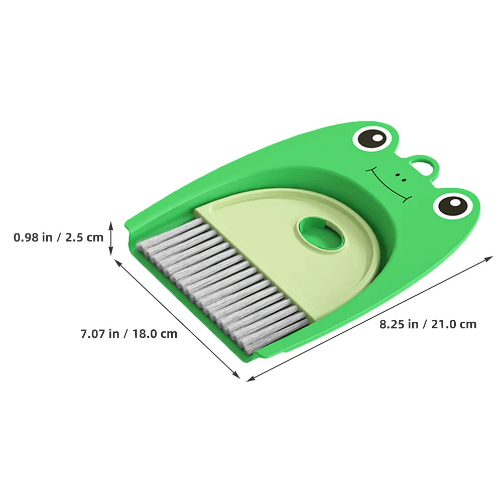 1Set Desktop Mini Dustpan and Broom Set Cute Frog Shape PP Material Portable Small Brush for Desk Cleaning