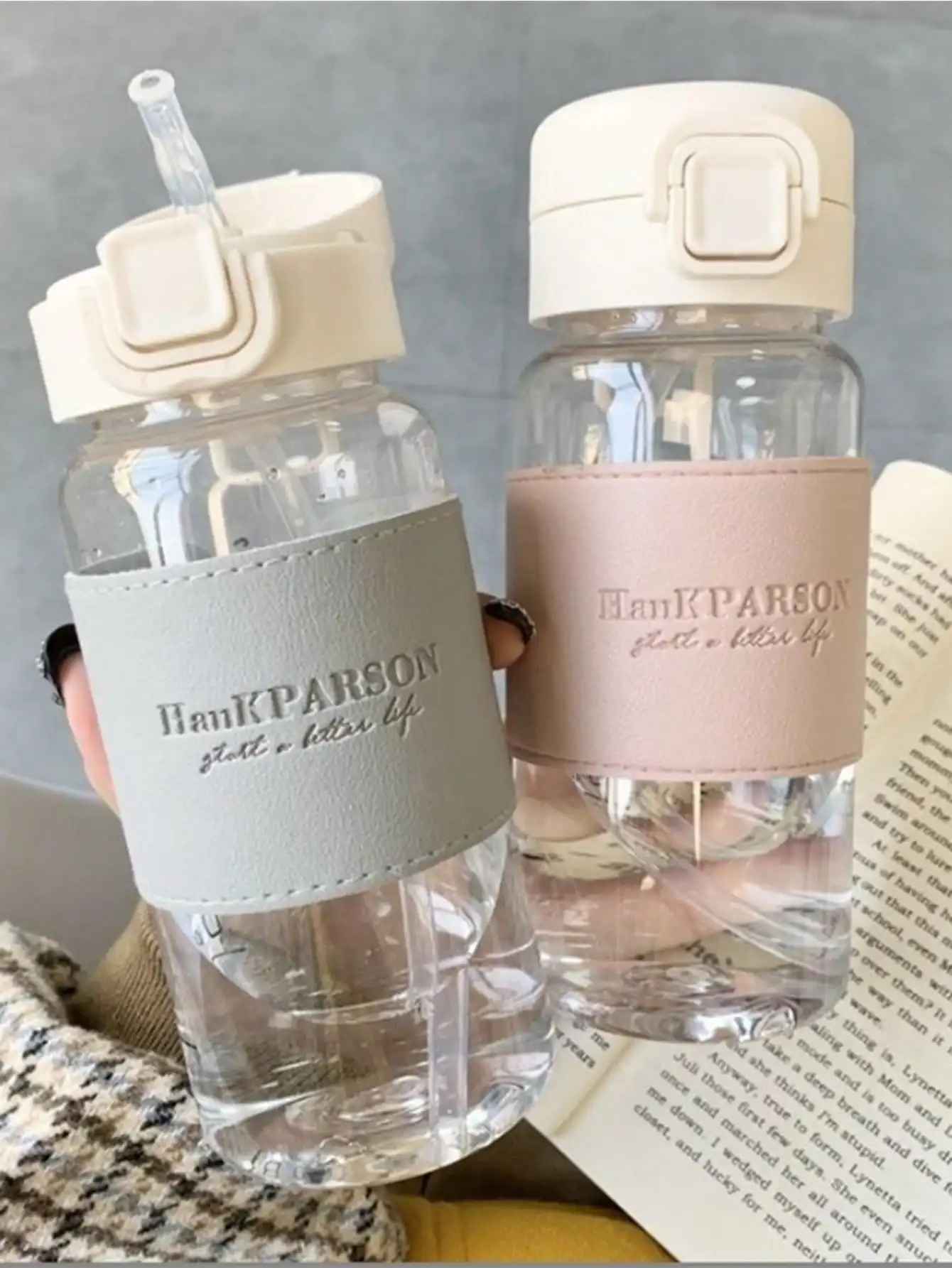 كوب بقشة كذاب لمشاهير الإنترنت عالي المظهر مع غطاء جلدي، كوب بلاستيكي مقاوم للحرارة، هدية للأزواج، ماء