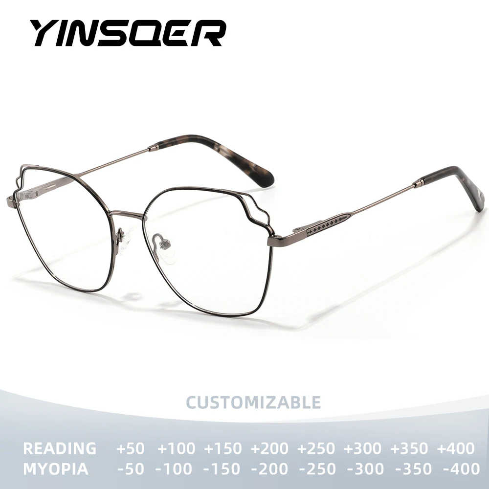 

YINSQER Новые модные женские очки с защитой от синего света, корректирующие близорукость, с возможностью индивидуальной настройки, для чтения