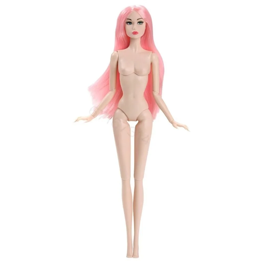 

32cm Supermodel Nude Doll 1/6 BJD Joints Movable DIY Dress Up Toy White-skin with Hair Figure Body Dress Up Play