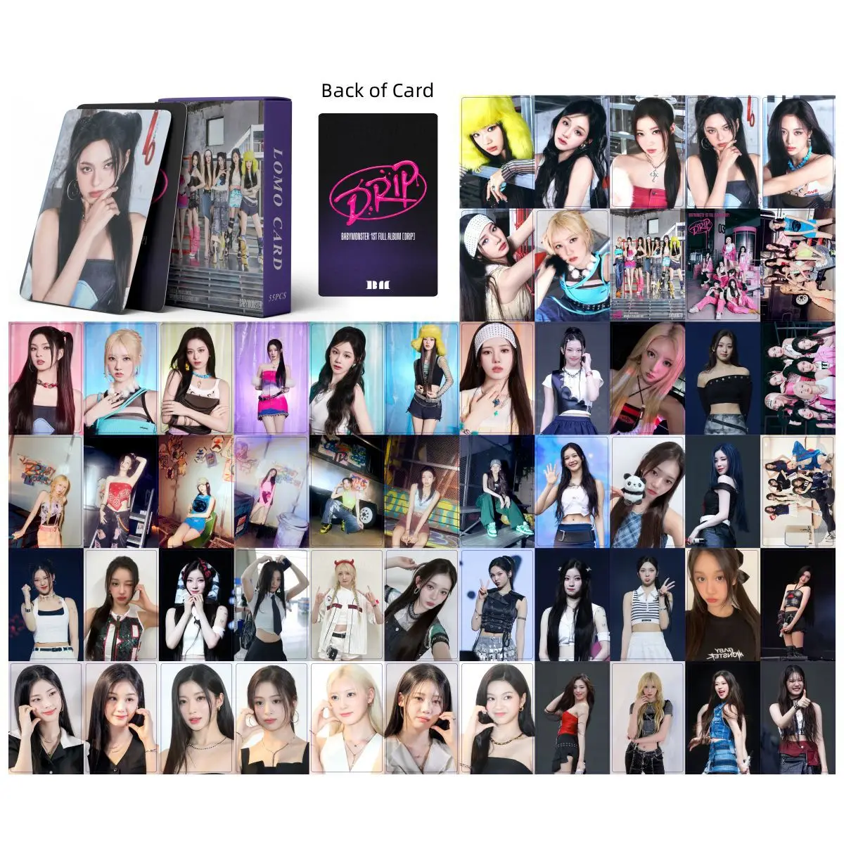 55Pcs/Set Idol Girl BABYMONSTER Lomo Cards New Album DRIP HD Printed Photocards HARAM RORA ASA RUKA AHYEON Fans Series Gifts