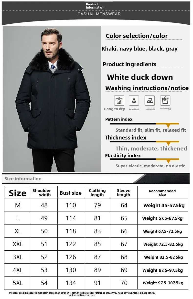 Canada Fashion Winter Jacket for Men Down Coat Parkas Men's White Goose Down Jacket Puffer Padding Detachable Fur Collar HYX0018