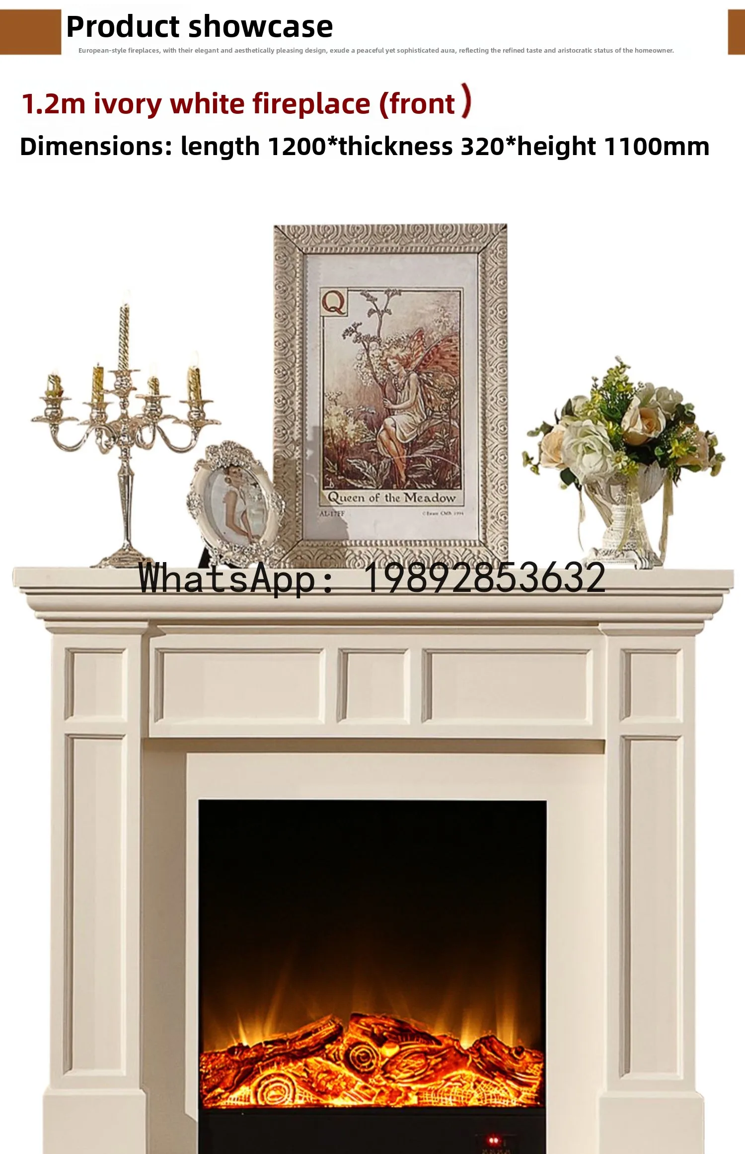 YFY Simple American Style Solid Wood Fireplace Cabinet Ivory White European Style Fireplace Decorative Heating Core