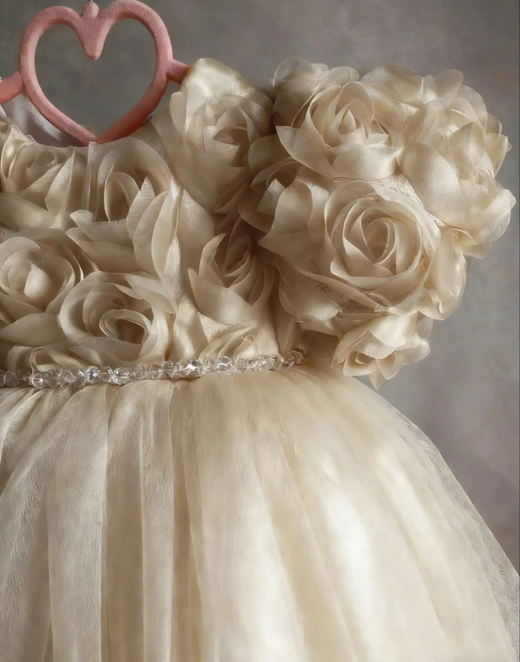 فساتين جميلة لفتاة الزهور لحفلات الزفاف مخصصة بأكمام قصيرة مطرزة بالخرز من التول منتفخ للأطفال فستان التواصل الأول لأعياد الميلاد