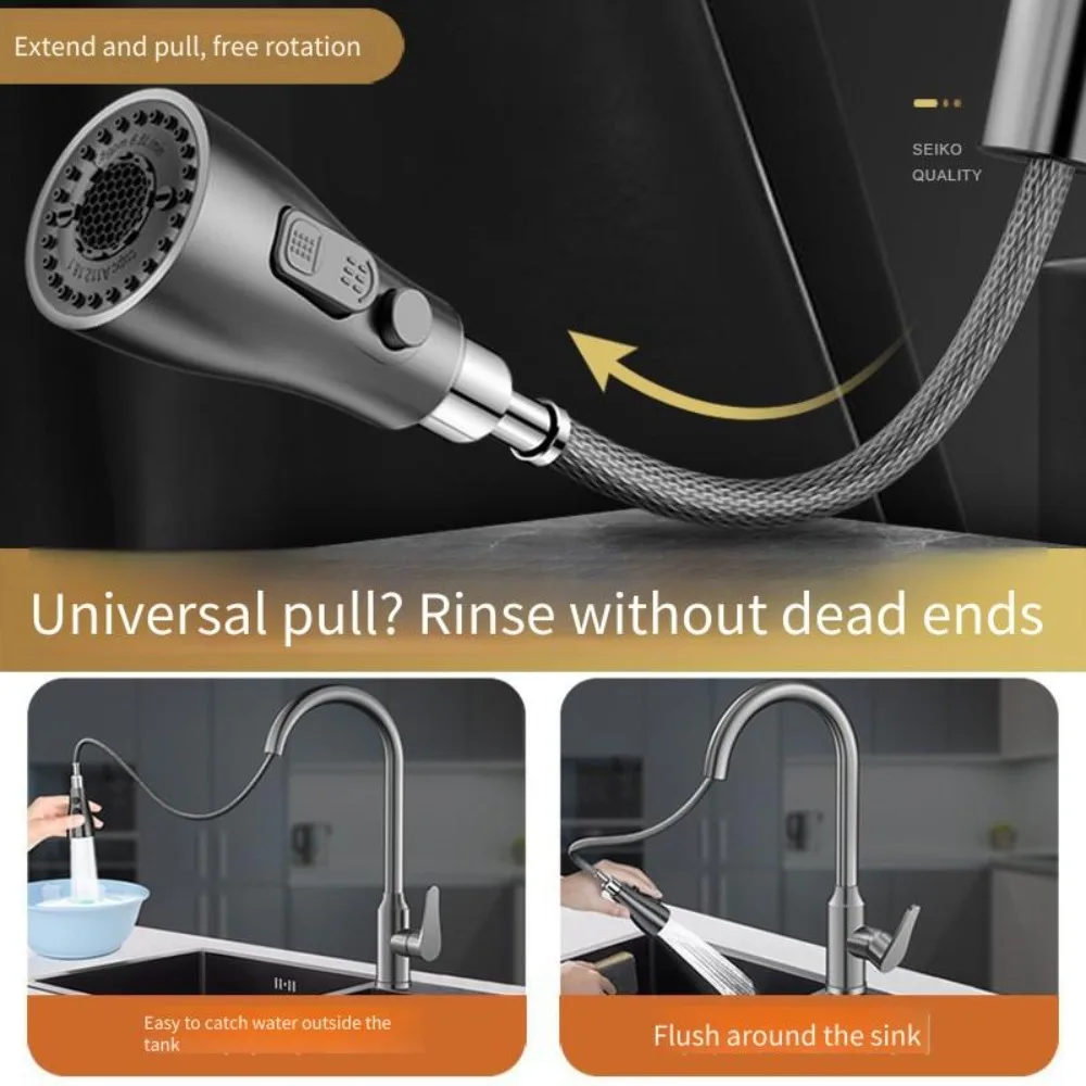Kitchen Faucet Pull-out Vegetable Basin Dishwasher Household Hot and Cold Two-in-one Pressurized Splash-proof Rotating Room