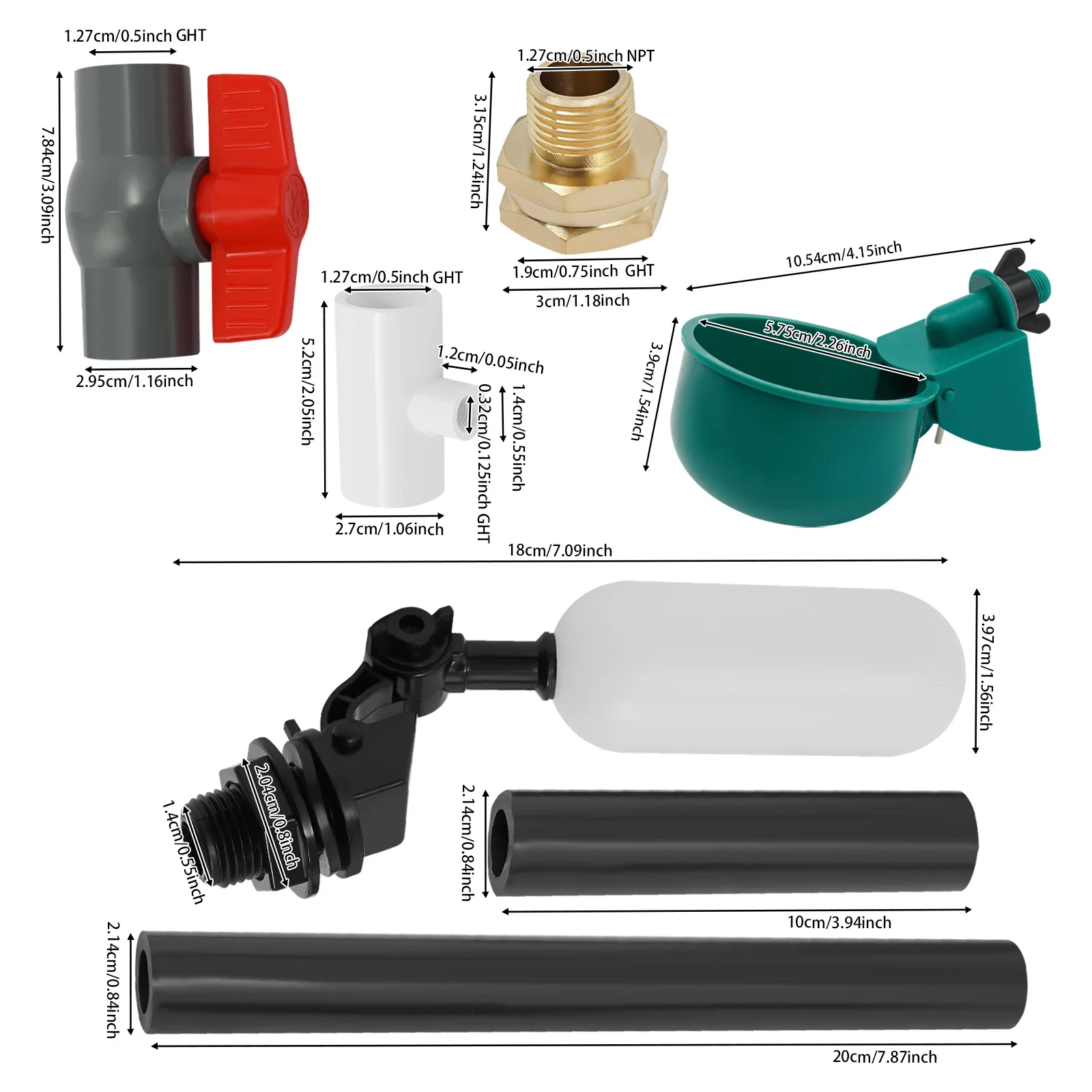 شرب الدجاج الأوتوماتيكي 9 أوعية صمام تعويم سقي الدواجن ونظام الشرب مع مقاوم للتسرب لمزرعة الدواجن