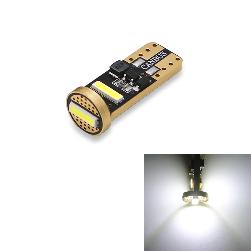

10pcs T10 W5W 194 168 No Polar Car LED Reading Clearance Light Auto Door Tail Lamp Bulb Constant Current 7020 3SMD White DC12V