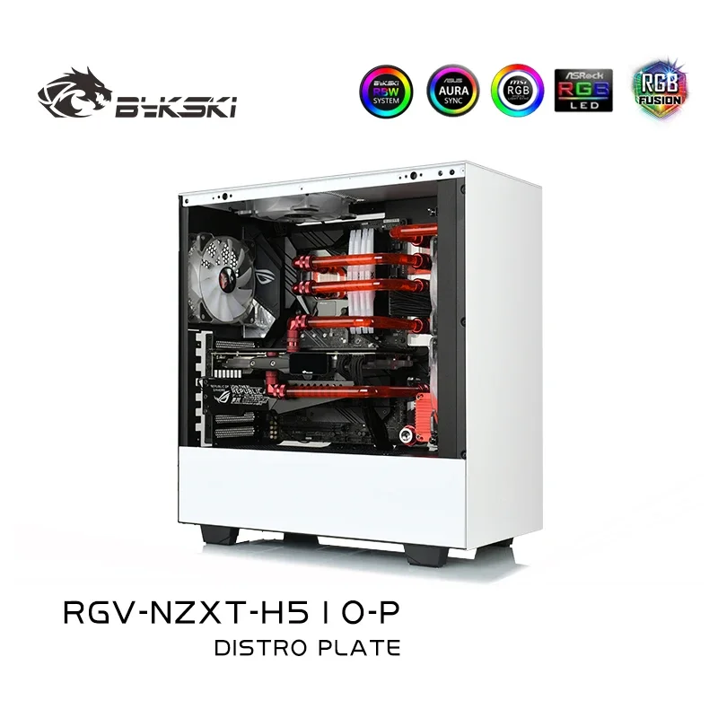 Bykski for NZXT H510 Computer Case Distro Plate Kit for CPU/GPU Water Cooling Radiator Support DDC Pump,RGV-NZXT-H510-P