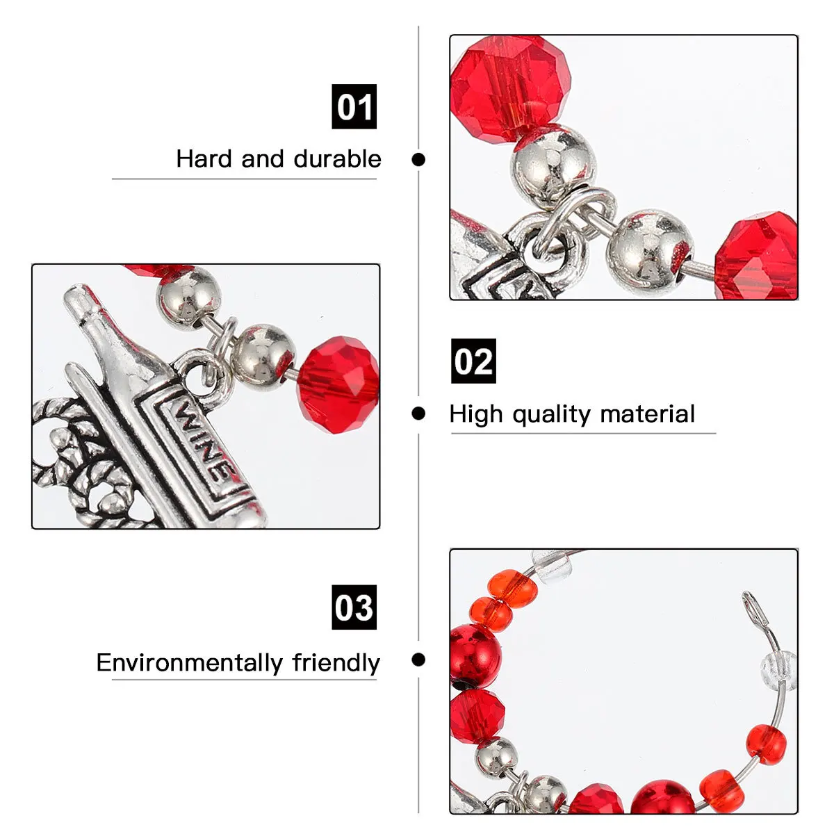 

6Pcs Christmas Glass Charms Wine Glass Rings Drink Identifier Party Favors Colorful Holiday Wine Charms Set Christmas Drink Tags