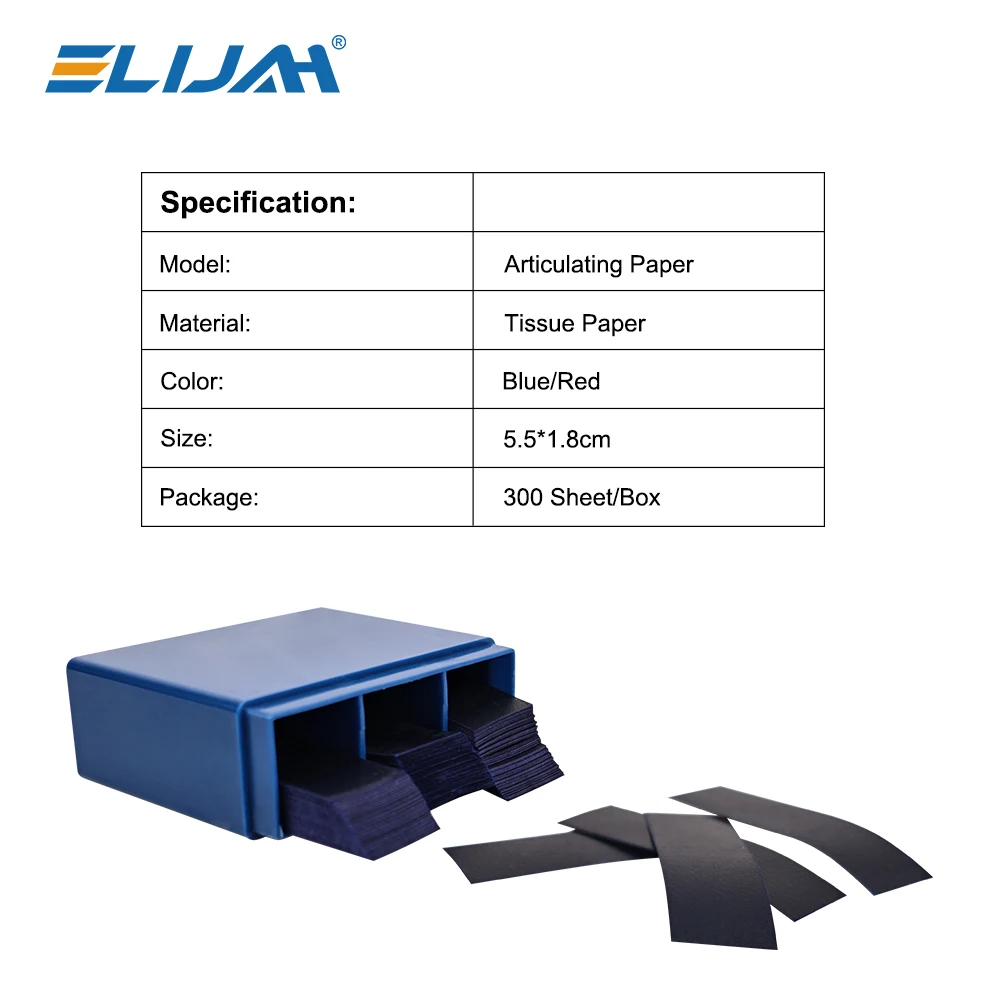ELIJAH 300 Sheets Dental Articulating Paper 55*18mm Blue Red Double-sided Bite Strips Oral Dentist Teeth Care Whitening Material