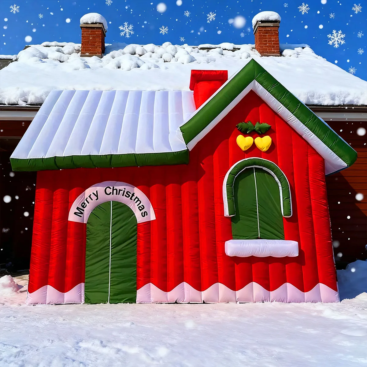 Casa inflável inflável do natal da gruta do papai noel para a barraca exterior da neve da casa do gelo da decoração de natal do quintal