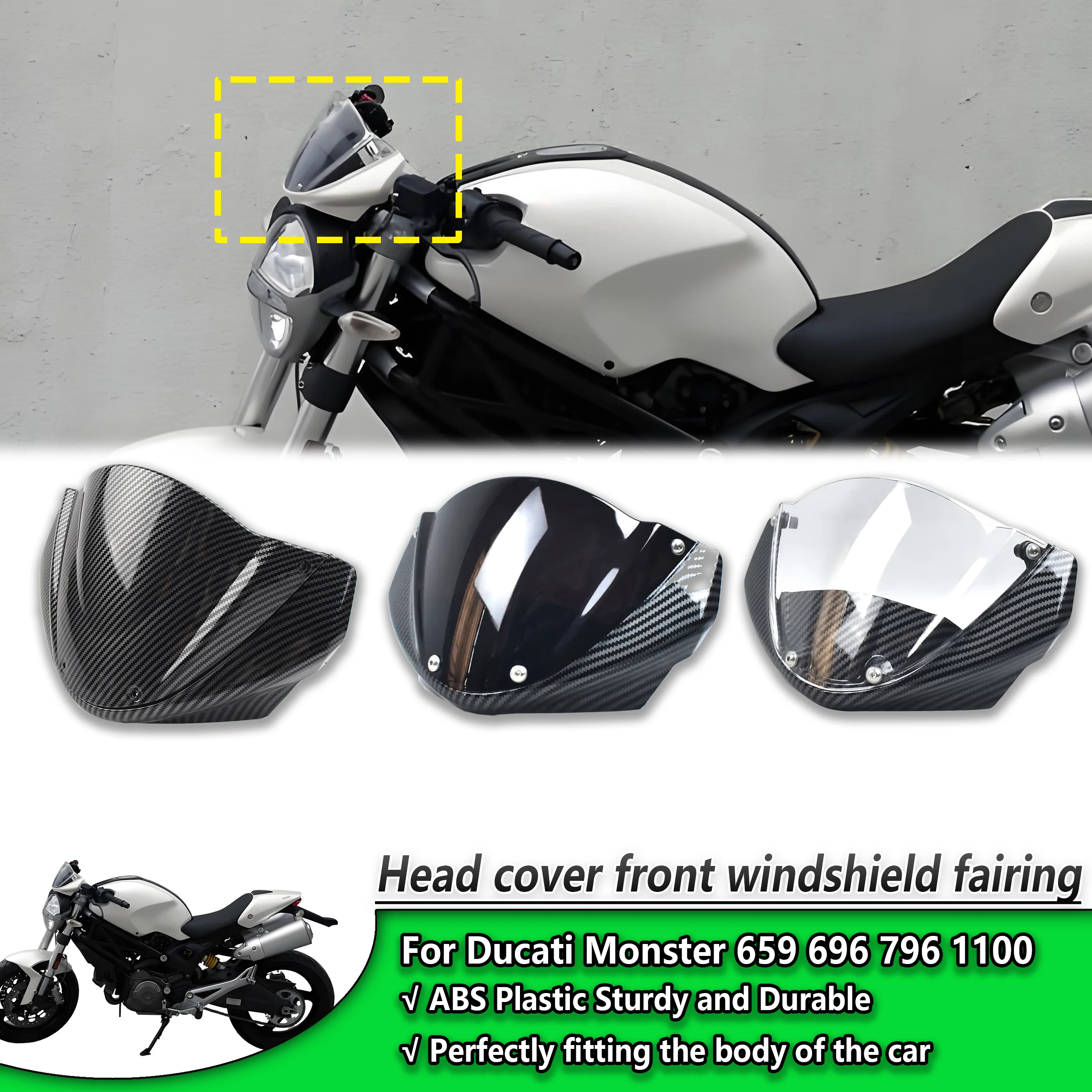 Per Ducati Monster 696 795 796 1100 Faro Del Motociclo Copertura Parabrezza Carenatura Anteriore Corpo Cowl Accessori di Modifica