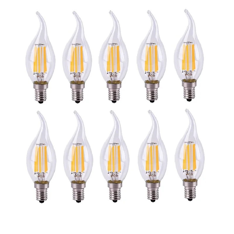 10PCS LED C35 C35L 4W 8W 12W 16W AC 220V Candle light Filament Bulb E14 Light Vintage Edison Lamp Retro Glass Appearance