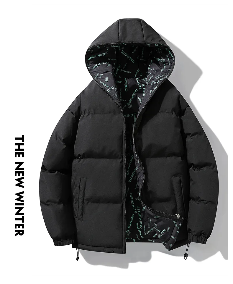 Winter Reversible Zip-Up Padded Jacket Men's Plus Size Thick Warm Outerwear