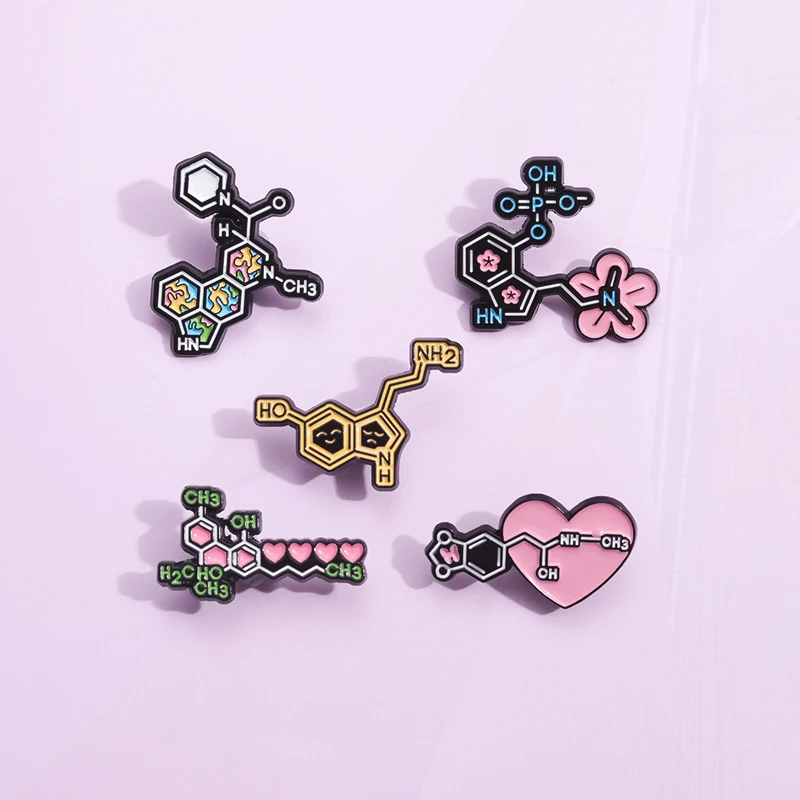 Rainbow หลอดทดสอบ DNA กล้องจุลทรรศน์สูตรโมเลกุลแมวสุนัข Doctor Badge Punk Lapel Pins เครื่องประดับ Creative Science Pin เคมี