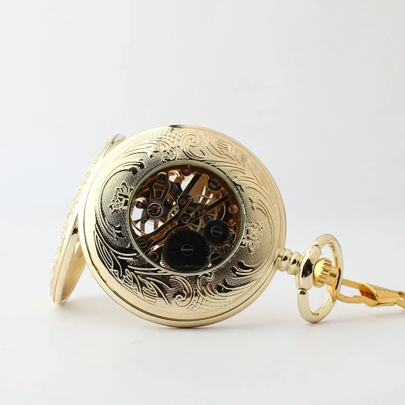 Hollow Gear Retro Zegarki kieszonkowe Mechaniczny Steampunk Vintage Charm Naszyjnik Wisiorek z łańcuszkiem Prezenty Zegarek kieszonkowy i brelok