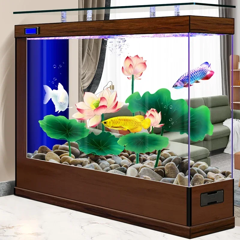 Fish tank living room aluminum alloy small side filter natural ecological cycle water-free floor rectangular tank