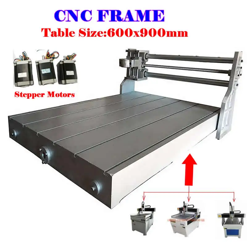 DIY Customized CNC 6090 Aluminum Frame 600x900mm 80mm Spindle Clamp Linear Bearing with 3pcs 57-311 Stepper Motors for CNC 6090