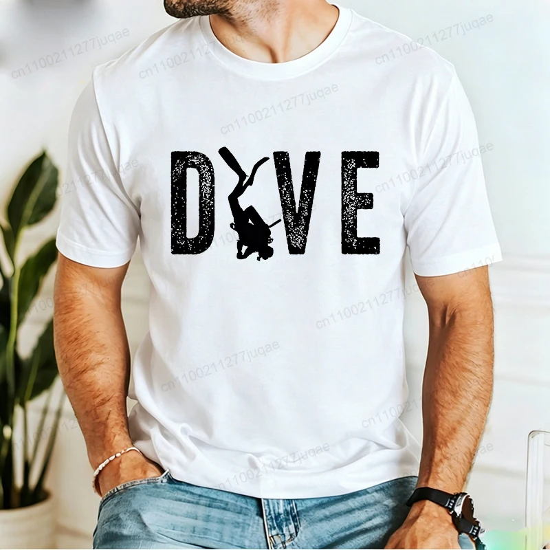 Dive Scuba Diving Diver Print Men Women T Shirt Tops Casual Short Sleeve T-Shirts Ocean Lover Graphic Men's Tees Clothing