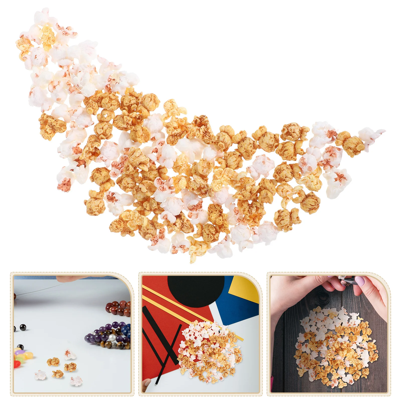 

100Pcs Simulation Popcorn Miniature Fake Popcorn Prop for DIY Craft Decor Phone Case Charm Accessory