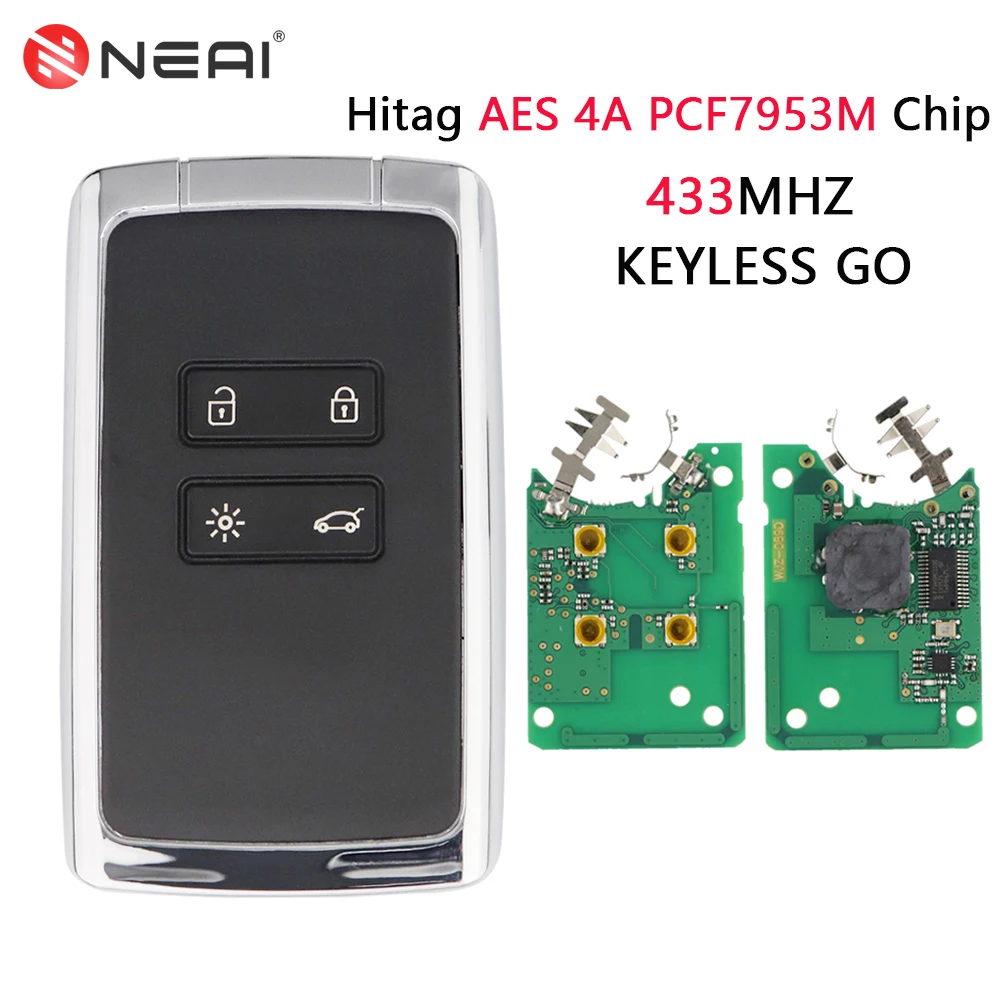 Smart Remote Car Key For Renault Megane 4 Talisman Kadjar Espace Clio 5 Zoe 2 Koleos Captur Scenic 433MHz 4A PCF7953M No Logo