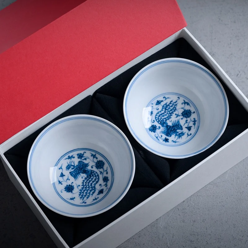 Blue and White Vintage Hand-Painted Tableware Cultural Creative Gift Set Bowl Plate Household Bowls and Dishes Jingdezhen Tablew