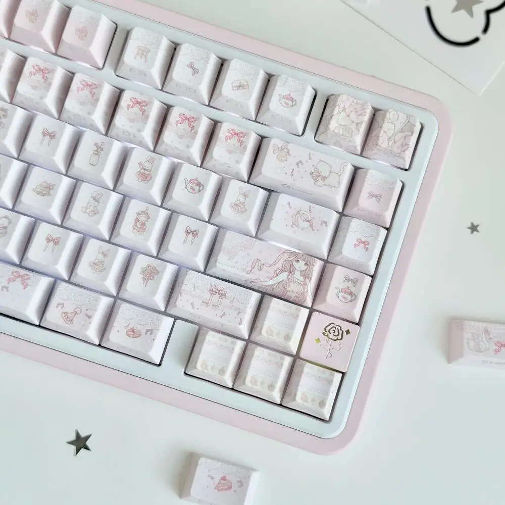 130PCS Keycap Set Cherry Profile PBT Sublimation Side Carving Custom Original Handmade Keycap for Mechanical Keyboard