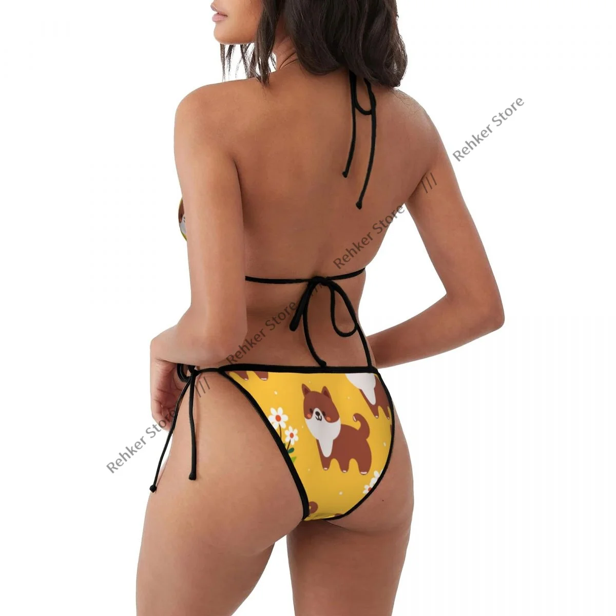 Seksowny strój kąpielowy bikini z kreskówkowym szczeniakiem, damski zestaw kostiumów kąpielowych, strój plażowy