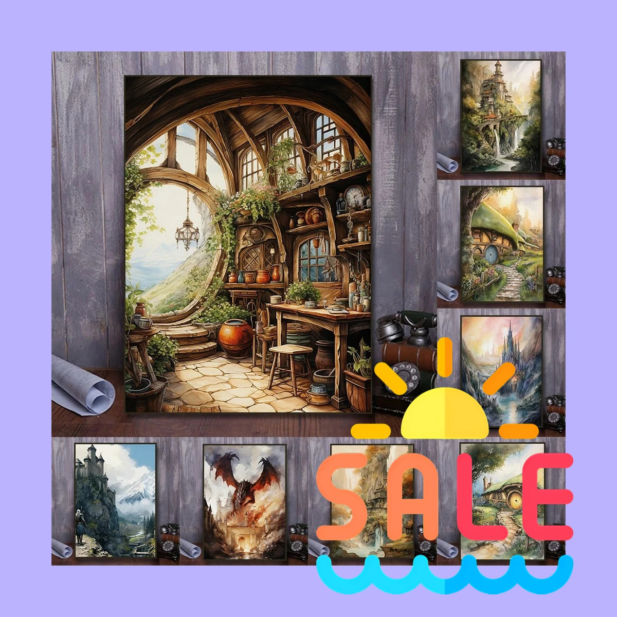 Where Elves Still Wander – Watercolor Rivendell Middle Earth Magic Frameless Canvas for Living Room Home Decor 2026