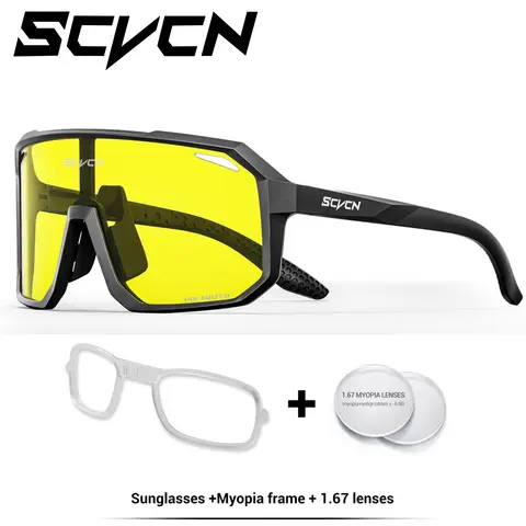 SCVCN Night Vision Glasses Support Prescription Frame Sunglasses Polarized Y2K Cycling Glasses Summer UV400 Sports Goggles Man