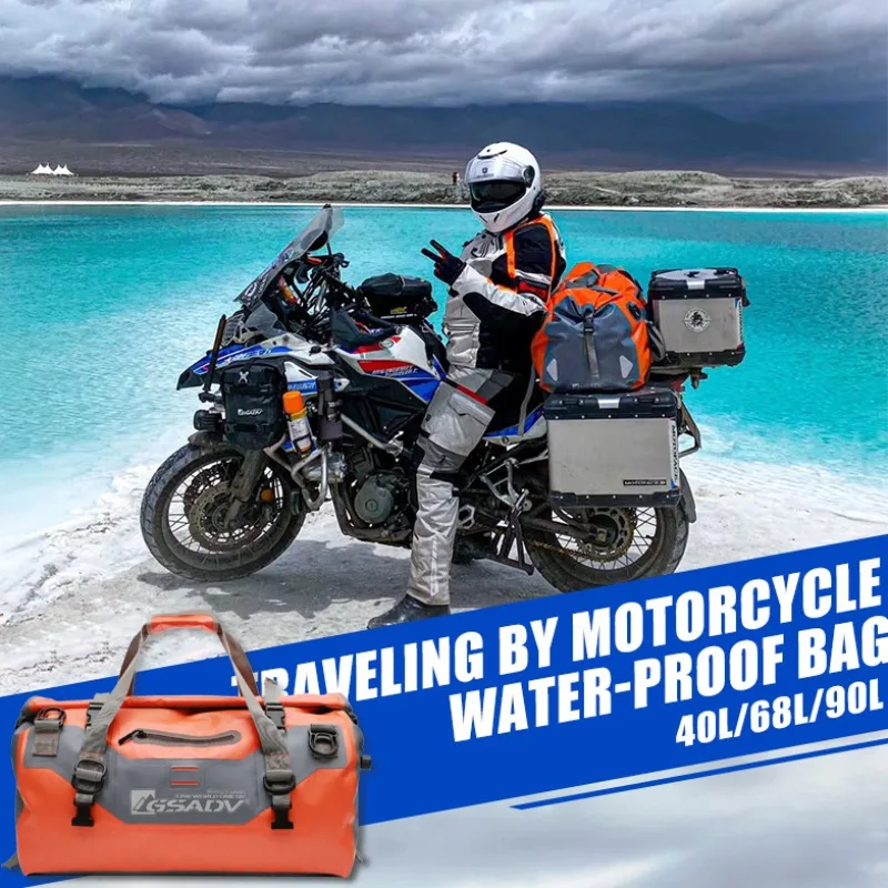 Waterproof Motorcycle Bag Bike Trunk Bag Rear Travel Luggage Carrier Portable Saddle Seat Cycling Tail Bag Camel Luggage