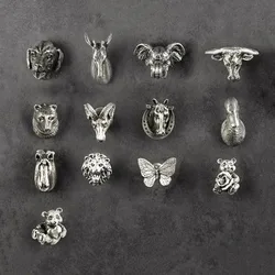 Taiwan Antique Silver Animals Shape Furniture Handles Vintage Cabinet Handle Hardware Creative Wardrobe Pulls Cupboard Door Knob