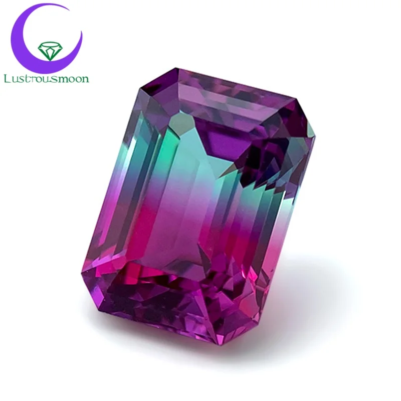 

New Lab Grown Sapphire Emerald Cut Watermelon Synthetic Gems LooseStone AGL Certificate Ready to Ship Jewelry Custom SummerVibes