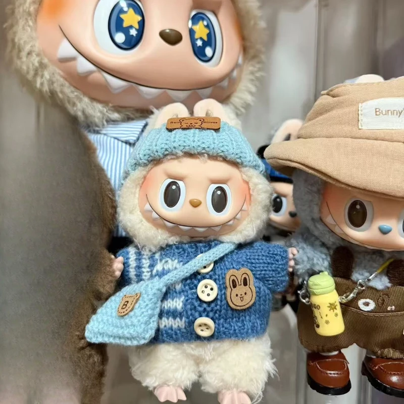 ملابس دمى ل Labubu الزي V1 V2 V3 17 سنتيمتر دمى الجلوس اكسسوارات نظارات الملابس مصمم الاطفال هدية سترة قبعة مجموعة الحقائب