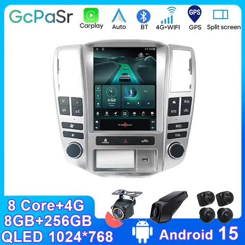 4G para Lexus RX RX300 RX330 RX350 RX400 RX450 2004-2007 pantalla táctil Radio de coche Audio Carpaly Android Auto reproductor Multimedia GPS