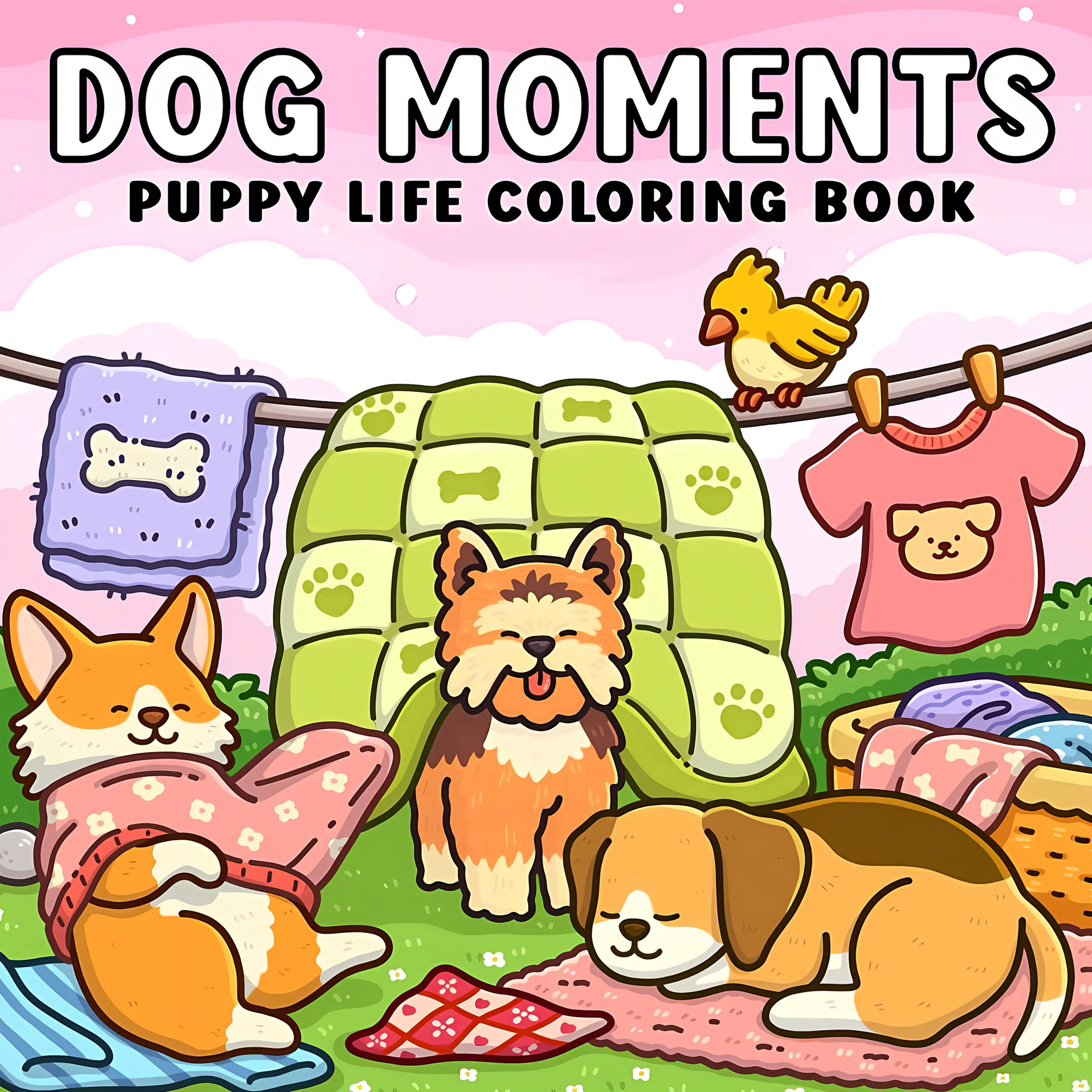 DOG MOMENTS Bold-easy Patterns Coloring Book for Adults Cute Drawing Book Perfect Gift for Party and Birthday