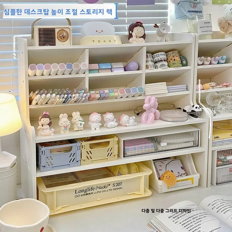 

Multi-Layer Desktop Organizer Ra Study Desk Supply Storage Stand Student Dormi Bookelf Heightening Braet