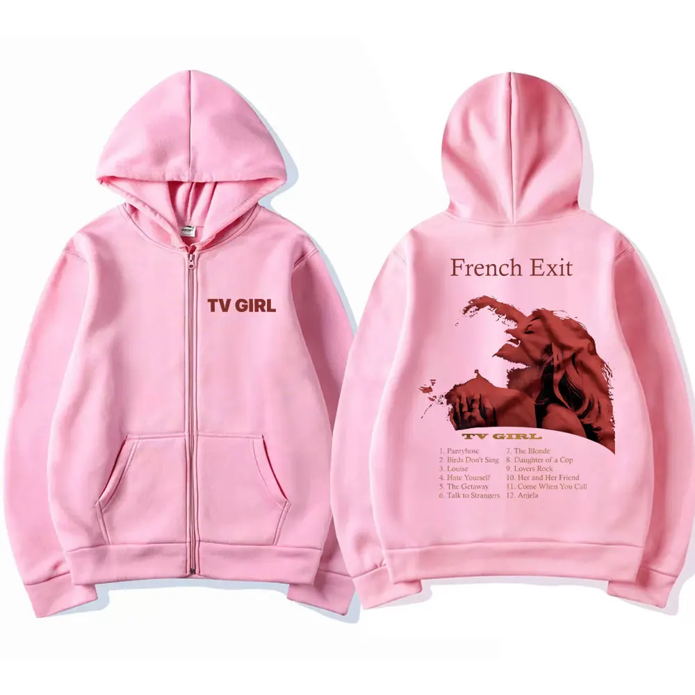 TV Girl French Exit Album Music Zipper Hoodie Unisex Hip Hop Streetwear Men Women Fashion Oversized Zip Up Jacket Man Sweatshirt