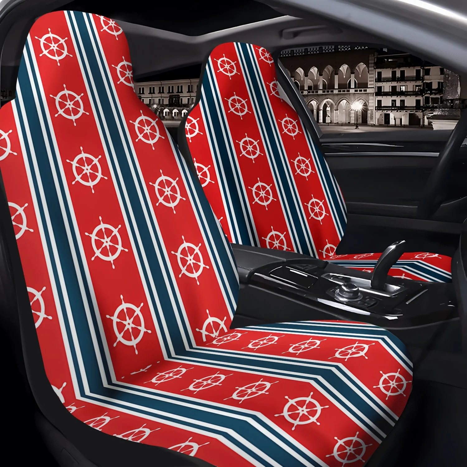 Set Of 2 Striped Steering Wheel Covers For Car Seats, Cute Interior Additions For Vehicle Seats, Front Seat Protectors Suitable