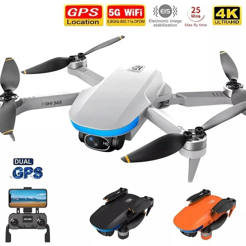 

2023 New S6S Mini GPS Drone 4K Professinal Dual HD EIS Camera Light Flow 5G Wifi Brushless Folding Quadcopter RC Helicopter Toys