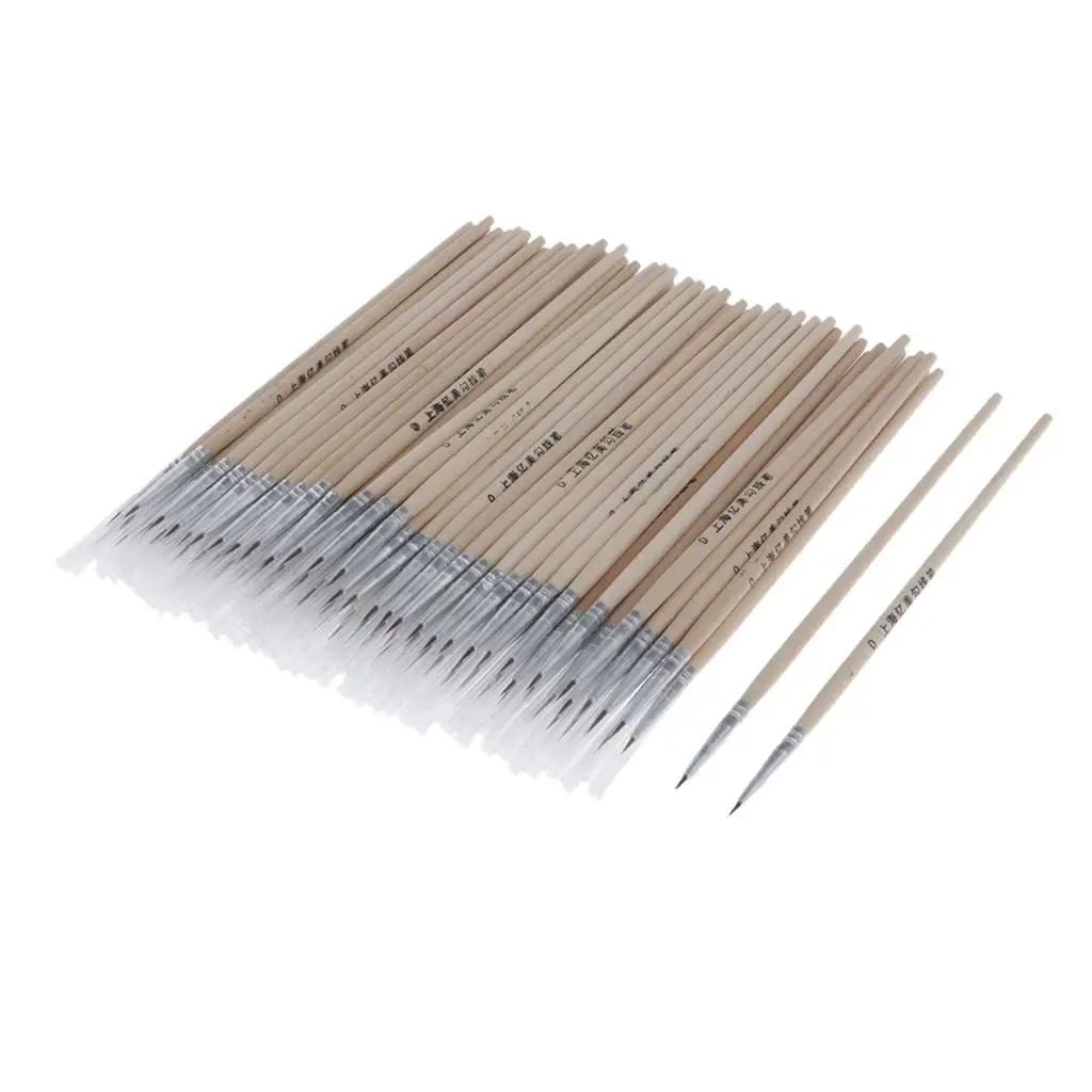 Nylon Round Pointed Tip Paintbrush Wood Handle Art Tool Set for Professional Watercolor Drawing and Crafts
