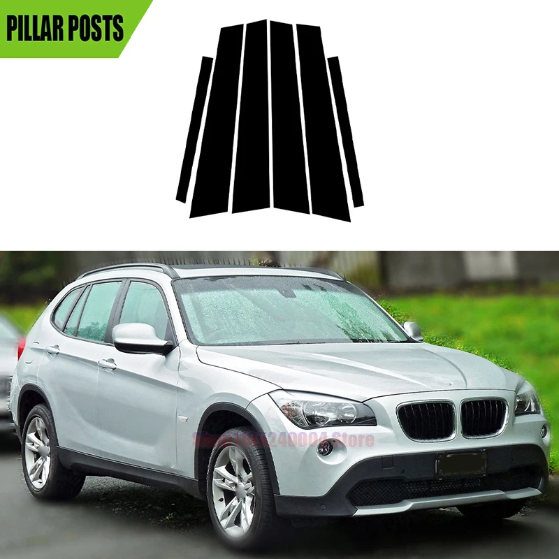 6PCS For BMW X1 E84 2010 2011 2012 2013 2014 2015 Gloss Black Window Pillar Posts Cover B C Column Stickers Side Door Panel Trim
