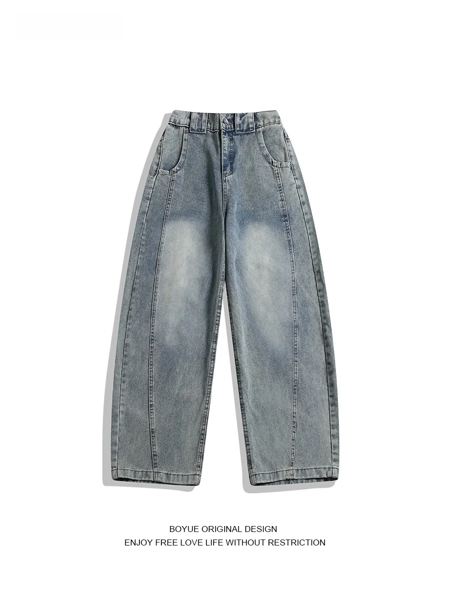 

Мужские джинсы Boyue American Sle Casual Knife, уличные, с эффектом сращивания, зауженные, с широкими штанинами, на резинке