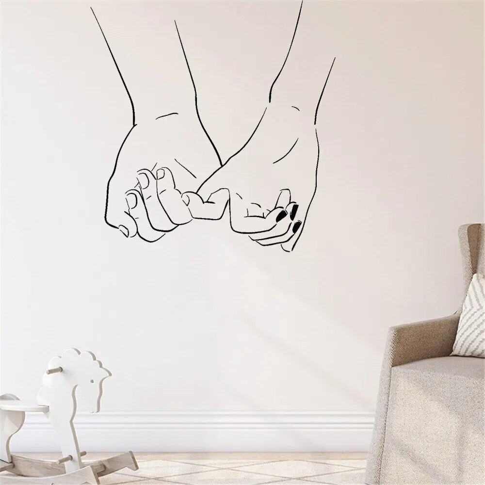 Love Couple Hands Wall Stickers Bedroom Adornment Romantic Room Vinyl Wall Decal Bride and Groom Living Room Decoration