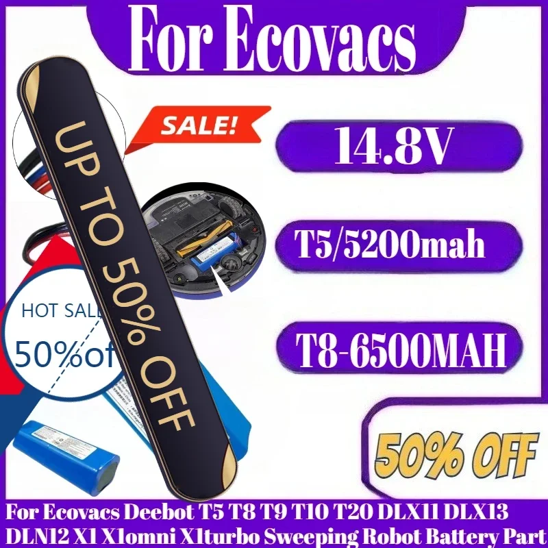 

NEW 14.8V Li-ion Battery For Ecovacs Deebot T5 T8 T9 T10 T20 DLX11 DLX13 DLN12 X1 X1omni X1turbo Sweeping Robot Battery Part