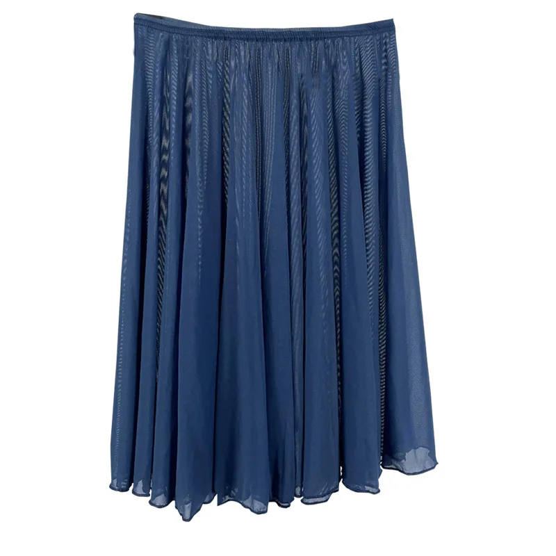 Women Ballet Wrap Skirt Sheer Tulle Dance Flowy A Line Skirt Pull On Elastic Waist Dance Midi Skirt For Leotards Gauze Skirt