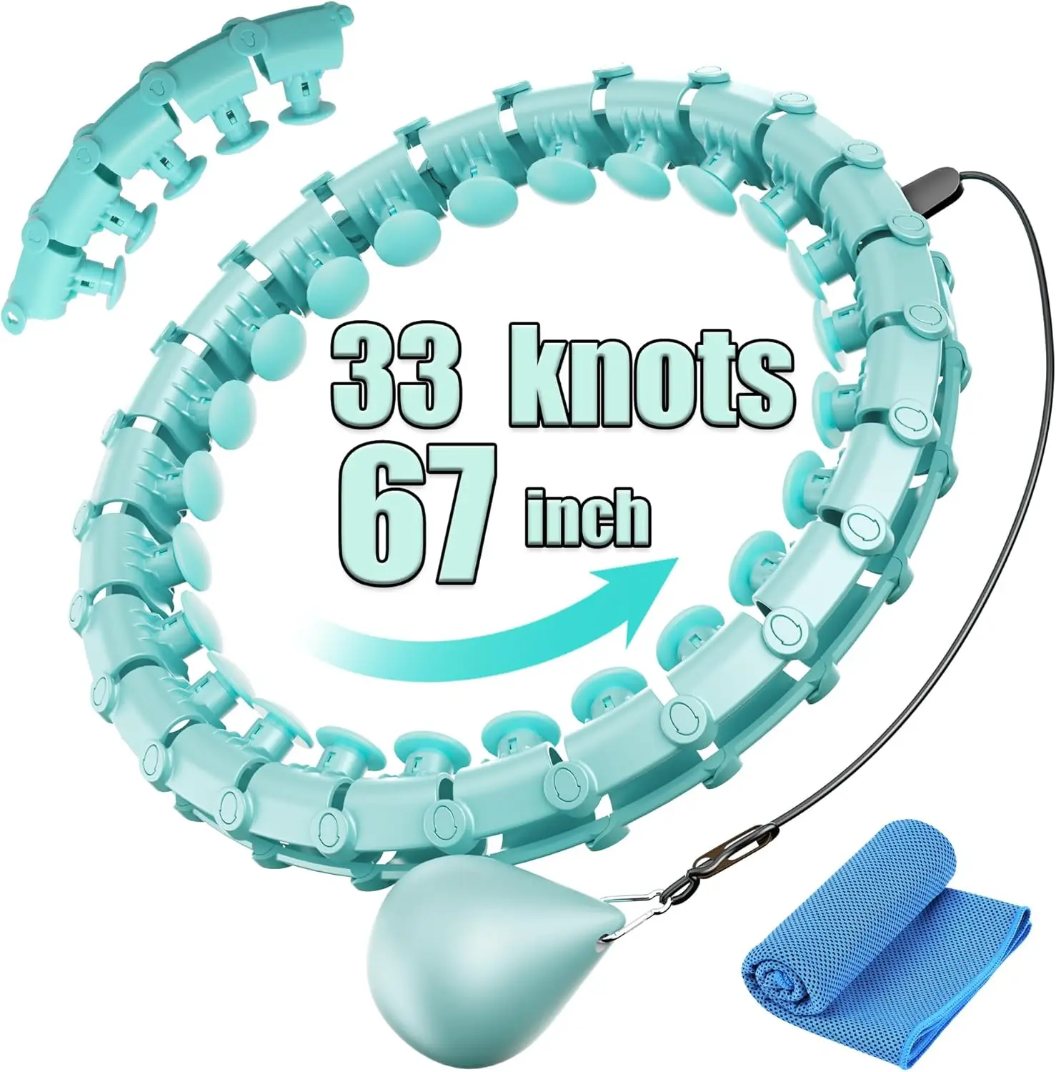 Coolboss Weighted Workout Hula Circle 33 Knots Infinity Hoola Fit Hoop Plus Size для похудения взрослых - Smart Exercise Waist Ri